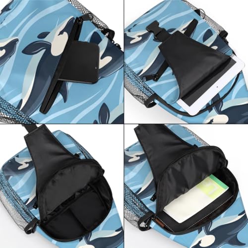 Bolso tipo sling unisex viaje y senderismo delfines miniatura 5