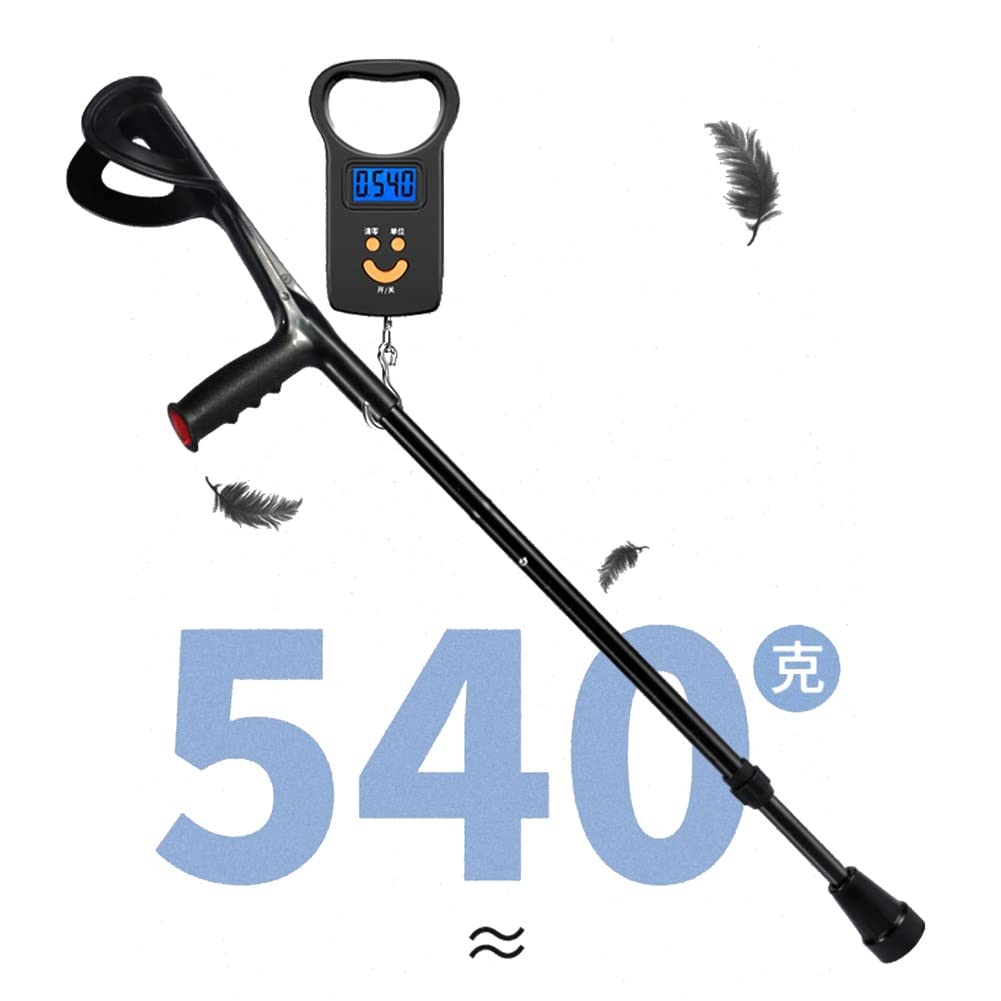 Stampelle Pieghevoli per Adulti, stampelle Ortopediche Regolabili in Altezza per Gomiti (Polsino Aperto), stampelle Leggere in Alluminio Antiscivolo, per Anziani, disabili (Colore: Nero, di