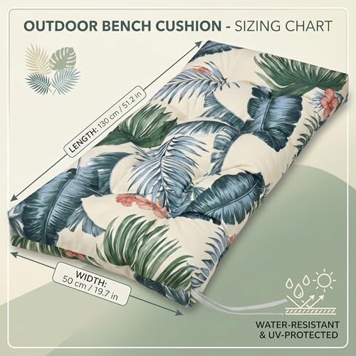Coussin de banc matelassé imperméable 130x50 pour meuble d'extérieur patio