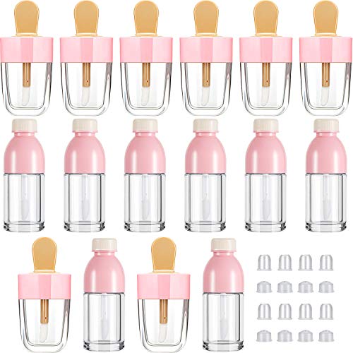 16 Pieces Empty Lip Gloss Bottles Ice Cream Shaped Lip Gloss Tube Coke Bottle Shaped Lip Glaze Tube Refillable Lip Balm Container for DIY Lipstick Cosmetic Sample Bottle