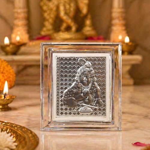 Image of Silver 999 Bal Gopal Photo Frame for Home Decor - Krishna Kanhiya Tasveer for Office, Living Room, Puja Room, Return Gifts- 7x6x1 CM