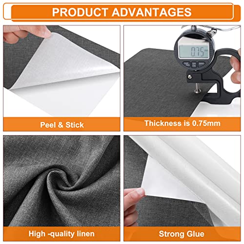 Leinenstoff Patches Selbstklebend, 10x160 cm Leinen Reparatur Patches, Leinen Flicken Selbstklebend, für Sofas, Autositze, Vorhang Kopfteile, Rucksack Dunkelgrau