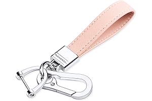 QBUC Pink Leather Car Keychain: Durable and Stylish