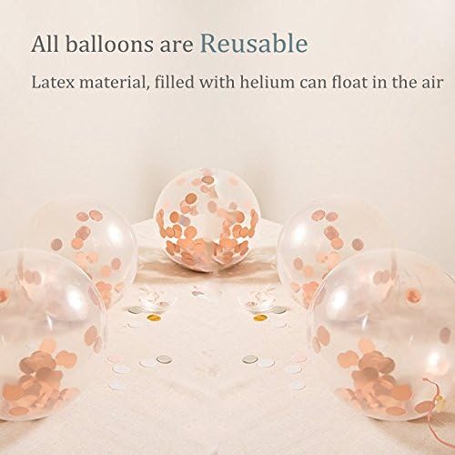 Miniatura 4 de Globos de confeti de oro rosa de 12 pulgadas, paquete de 30 globos de látex metálicos de confeti prellenados para bodas, fiestas de cumpleaños,