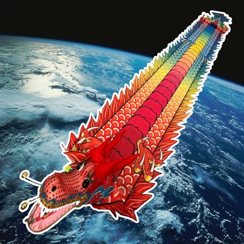 TFG - Ttfd Dancing Dragon Flag, Dragon Head Fluttering Dancing Dragon Flag Dragon Ribbon Outdoor Fitness with Rope and Bag(Color,10 m (33 ft))