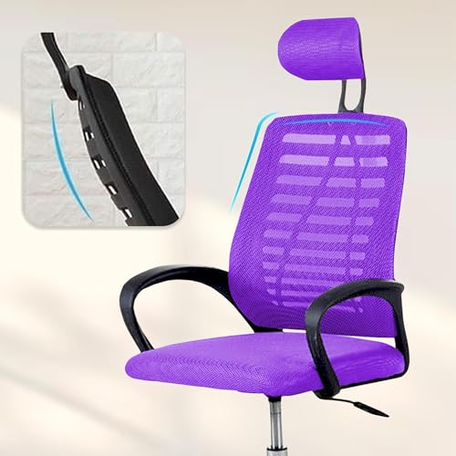 Image of Casa Copenhagen,Mesh Office Desk Chair,Rocking Chairs Ergonomic Computer Chair Adjustable High with Headrest and Comfortable Armrest Swivel Chair - Purple & Black Handle