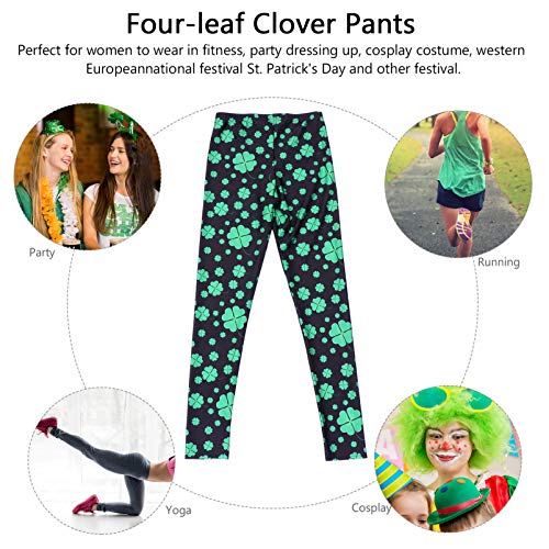 ABOOFAN 1 par Trevo Print St. Patricks Day Leggings Mulheres Moletom Calças de Ioga