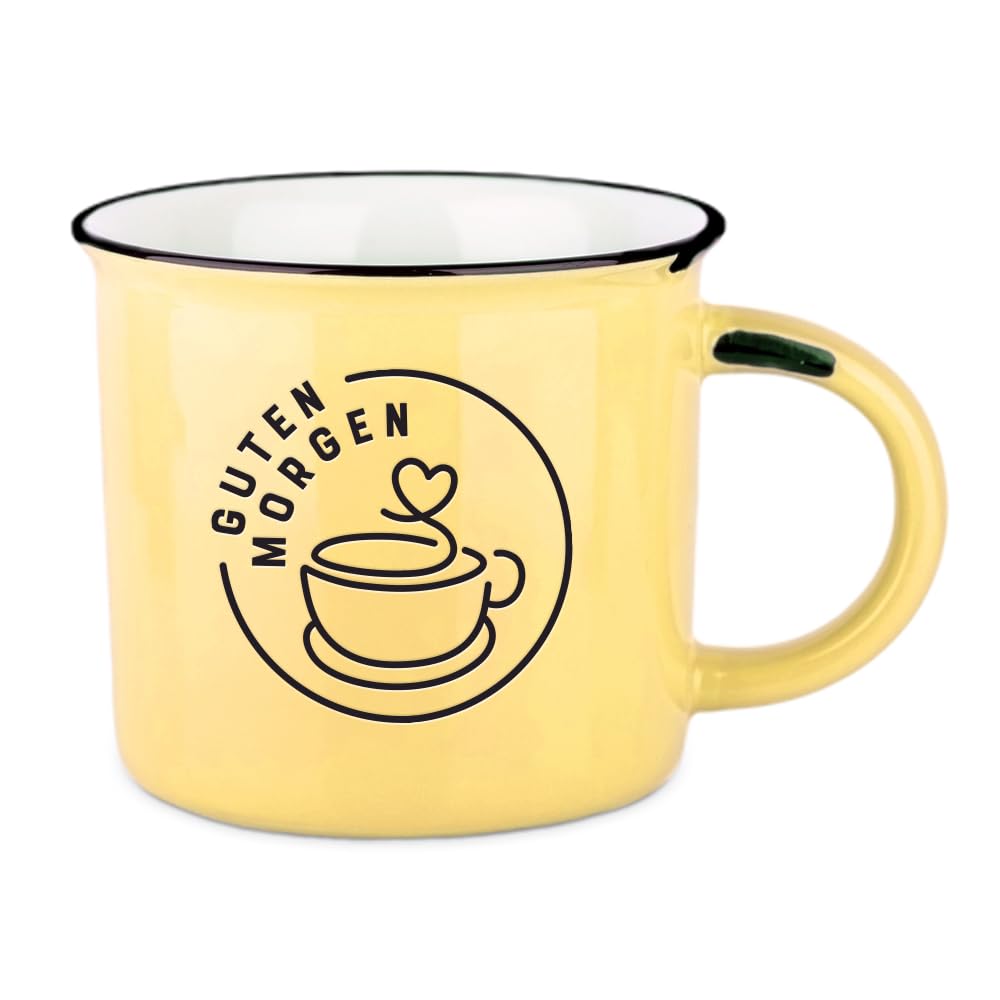 Vintage Coffee Cup, Ceramic Mug to Give as a Gift, 400 ml, Good Morning