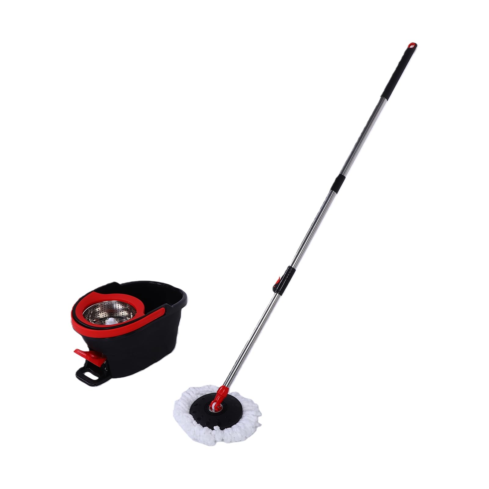 ZJchao Fregasuelos con Cubo de Exprimidor con Pedal, Cabezal Giratorio 360° de Microfibra para Pisos de Madera, Baldosas y Laminados, Incluye 2 Paños Lavables