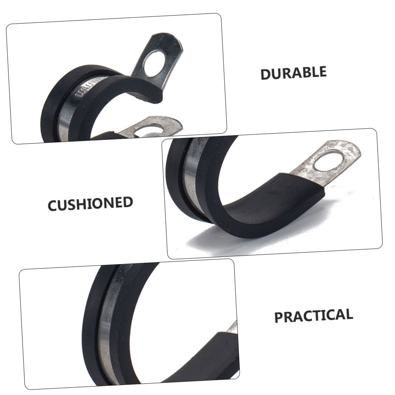Gadpiparty 45pièces Collier de Serrage Caoutchouc pour Câble Collier de Serrage Forme de R pour Tuyau Clip de Câble Acier Inoxydable pour Tuyau Clip de Tube