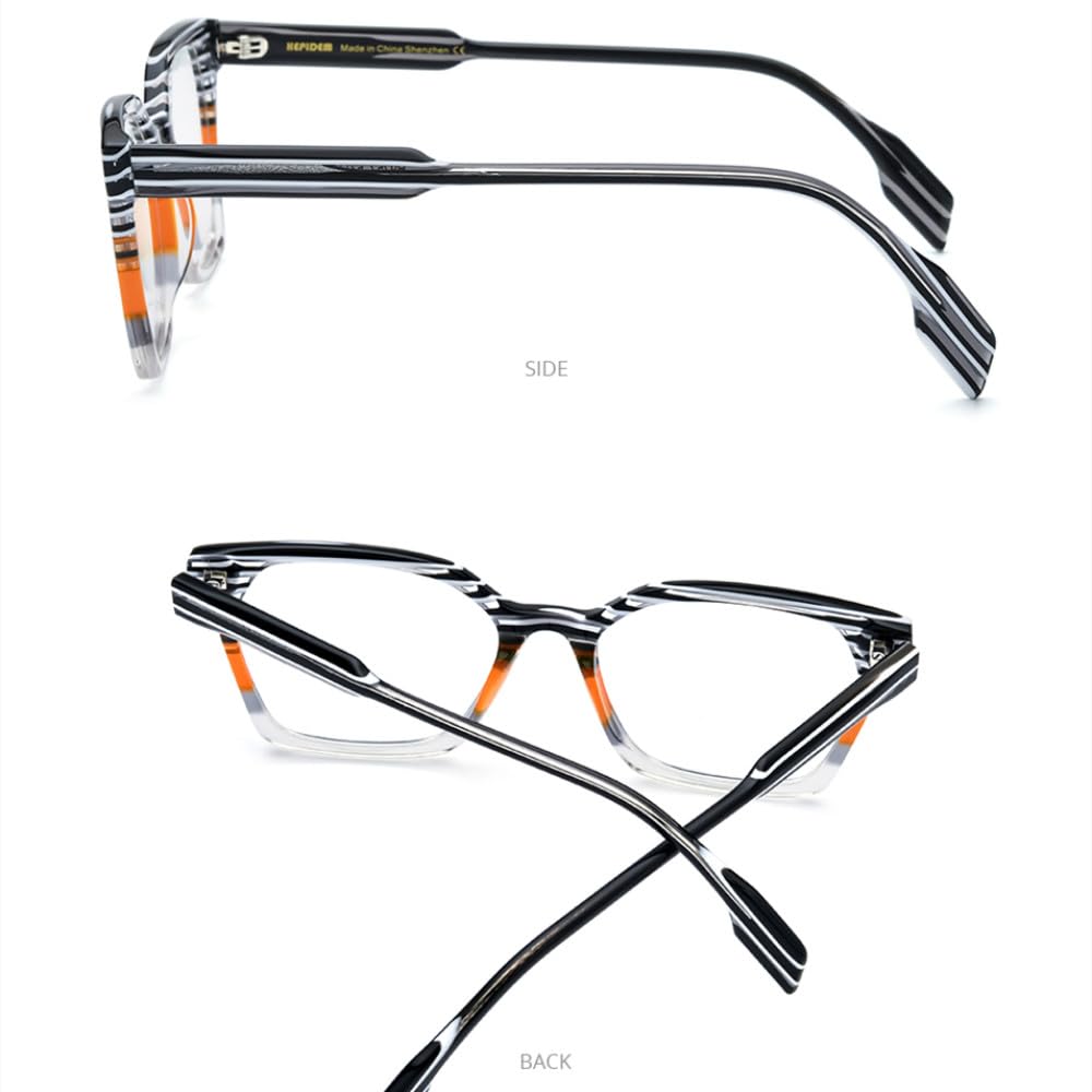 MUTYNE Montura de gafas de acetato multicolor para hombre, anteojos cuadrados retro, gafas para mujer