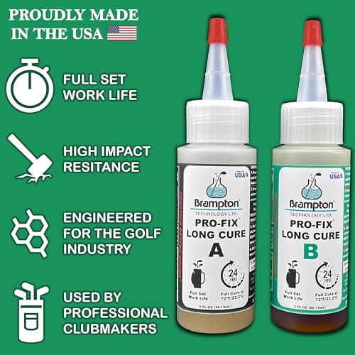 Image of Brampton PRO-FIX Long Cure Golf Epoxy, 20-Min Full-Set Work Life, Extra Strength, Impact Resistant, 2-Part Epoxy Glue Kit for Golf Clubs, Shafts, Heads, Drivers, Putters, 1:1 Mix