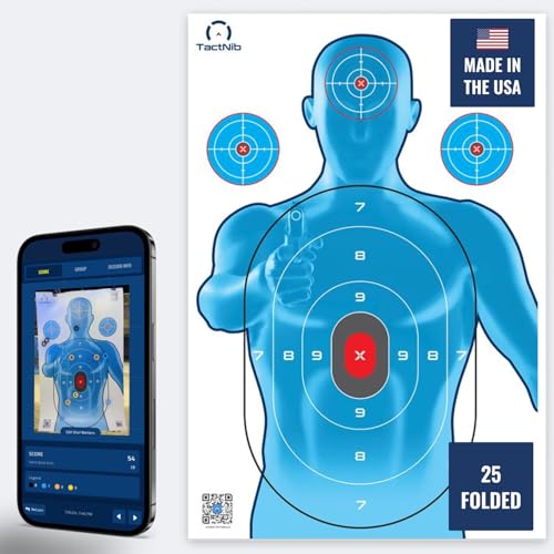 TactNib - Full-Size Silhouette Paper Targets - 24 x 36 inch - Made in USA - 25 Pack Folded - PN P03G02-025F - Free Mobile App