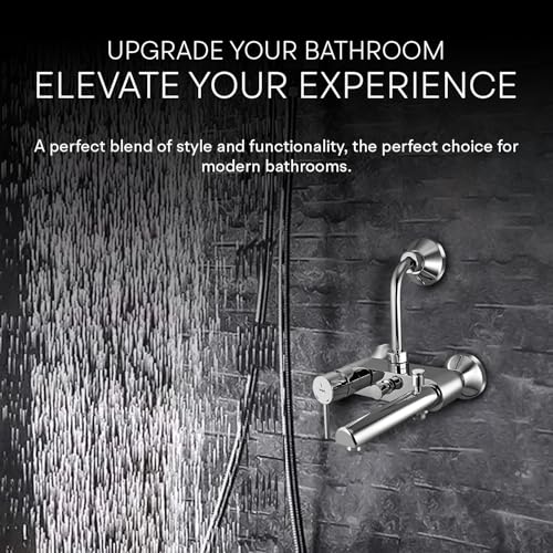 Image of Jaquar Single Lever Wall Mixer 3-in-1 System with Provision for Hand Shower & Overhead Shower (without Hand & Overhead Shower) With 115mm Long Bend Pipe, Connecting Legs & Wall Flange, Chrome Finish