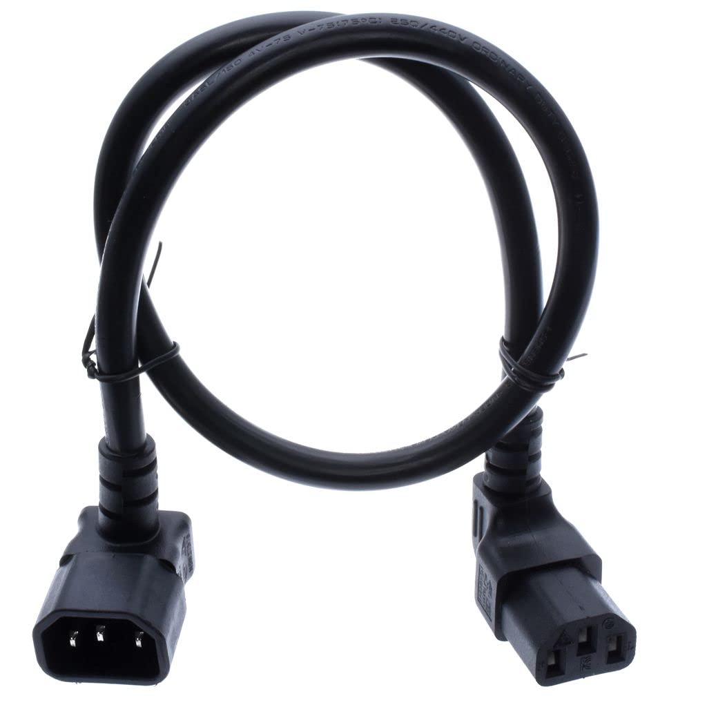 Câble Adaptateur Secteur ZBLZGP – IEC320 C14 Mâle Droit Vers C13 Femelle Coudé 90° – Longueur 15 Cm – Extension Pour PC Et Projecteurs