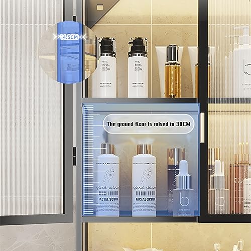 Gabinete de pared de metal que ahorra espacio, elegante organizador sobre el inodoro con puerta de vidrio para baño, cocina y sala de estar, soluciones de almacenamiento, duradero y funcional