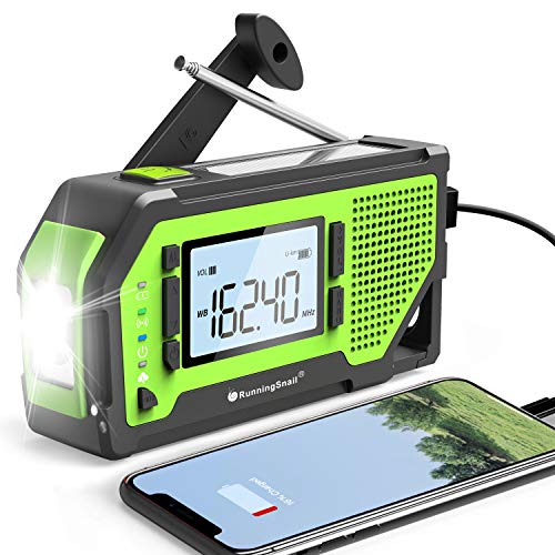 Emergency Solar Hand Crank Radio Am/Fm/Noaa Weather Radio With Large Lcd Display, Portable Survival Radio With Led Flashlight, Earphone Jack, Bottle Opener, 2000Mah For Phone Charger (Geen, 092P) #TOP1