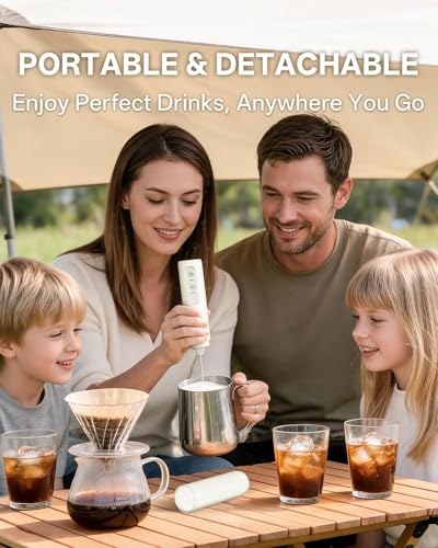 Image of CIRCLE JOY Rechargeable 2-Speed Milk Frother with Dual Spring Whisk, Electric Coffee Frother Handheld, Portable Mixer Wand for Protein Powder Matcha Lattes Cappuccino, Home Kitchen Gifts