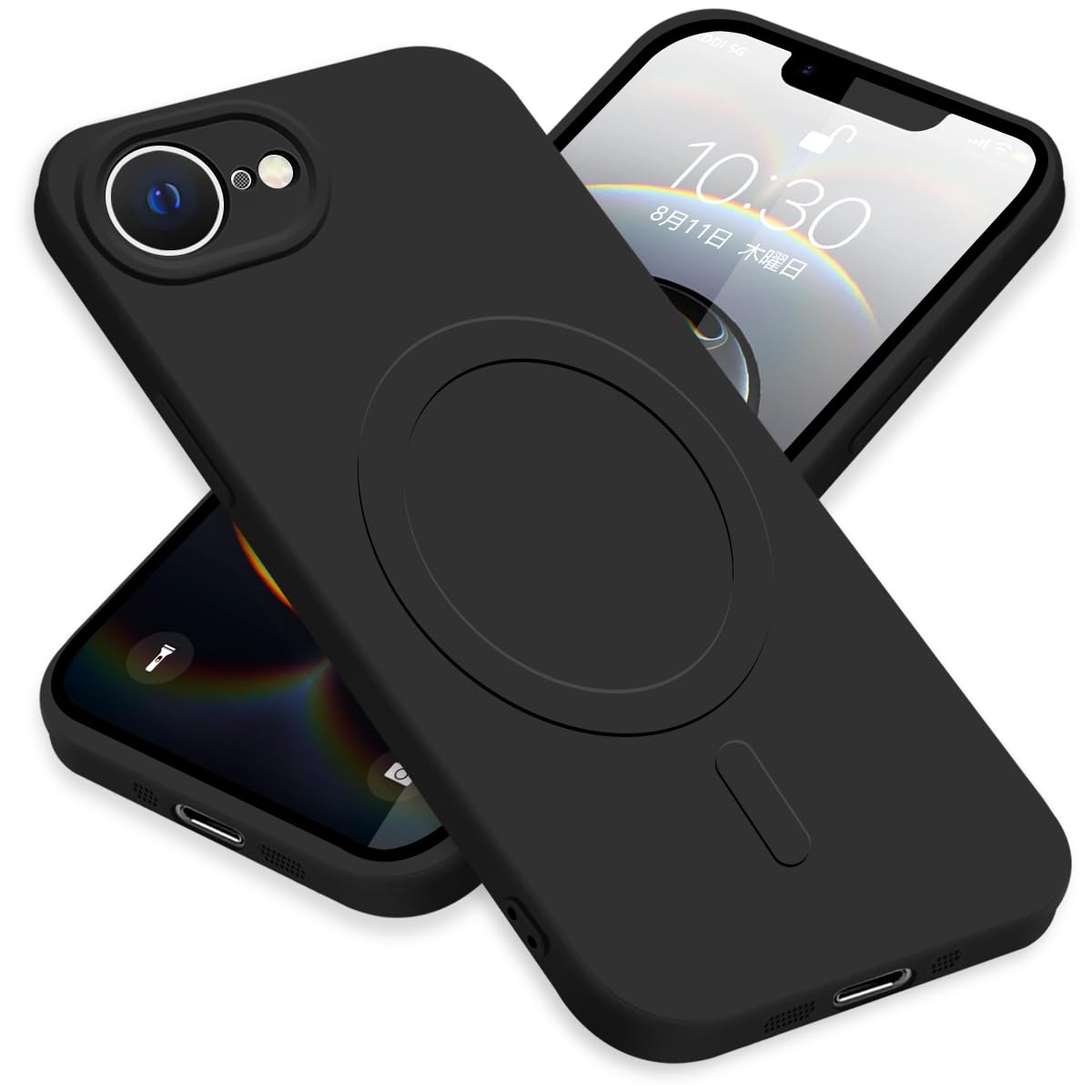 ZHUAZHULE ケース 用の iPhone16e iPhone17e アイフォン16e 17e スマホケース MagSafe対応 シリコン カバー 耐衝撃 レンズ保護 マグネット搭載 車載ホルダー ワイヤレス充電対応 ストラップホール付き オシャレ 指紋防止 薄型 (ブラック)