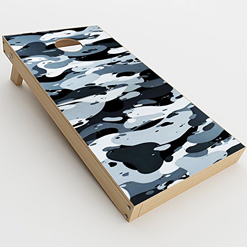 Skin Decal Vinyl Wrap for Cornhole Game Board Bag Toss (2xpcs.) Skins Stickers Cover/Grey Camouflage, Winter Camo