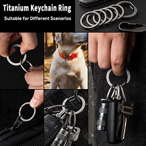 Image of TISUR Titanium Keychain Rings,Carabiner Dog Tag Key Chain Rings