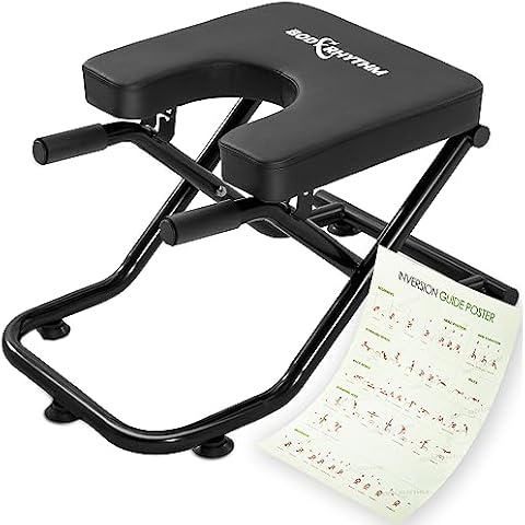 BODY RHYTHM FoldableYoga Headstand Bench, Yoga Inversion Chair, Headstand Trainer for Relieve Stress, Improve Sleep & Digestion and Strength Training, Ideal for Home Workout, Fitness and Gym (Black) Cover
