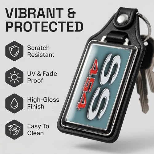 Image of Brotherhood 1970 Compatible with SS 454 Engine Misty Turquoise Emblem Design Key Chain Key Holder Key Ring For Men Heavy Duty Car Key Ring For Men and Women