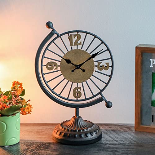 Lilys-Home-Vintage-Mantle-Clock-Silent-Non-Ticking-Stylish-Decorative-Table-Clock-Perfect-for-Living-Room-Retro-Kitchen-Tabeltop-Fireplace-Mantel-Clock-Decor-Black-and-Gold-7-Dia