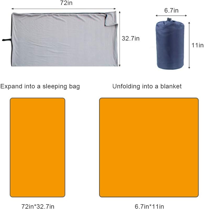 Fleece Sleeping Bag Liner, Multi Purpose Blanket with Zipper and Storage Bag, for Camping Travel Office