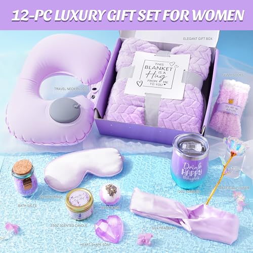 LUCOTIYA Birthday Gifts for Women, Self Care Get Well Soon Gifts, Lavender Relaxing Spa Gift Basket Care Package w/Blank - Additional View