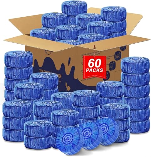 Image of Msvvko Toilet Bowl Cleaner Tablets (60 Count) | Blue Automatic Toilet Tank Cleaner | 15-Day Long Lasting Toilet Tank Stain Remover & Deodorizer | Hands-Free No-Scrub Bathroom Freshness, Septic Safe