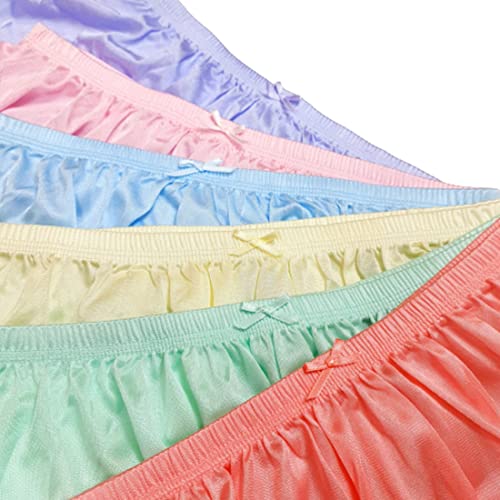 Littledream Lot of 6 Vintage Size L Sheer Transparent Silk Nylon Panties Men Womens Full Cut Briefs Knicker Underwear Waist : 32"-42" Hips 34"-44" High Waist Granny Brief Mushroom Gusset4
