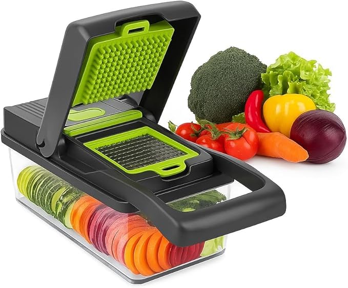 Cortador de Legumes e Frutas 13 em 1 com Lâminas Inox, Fatiador Multifuncional com
