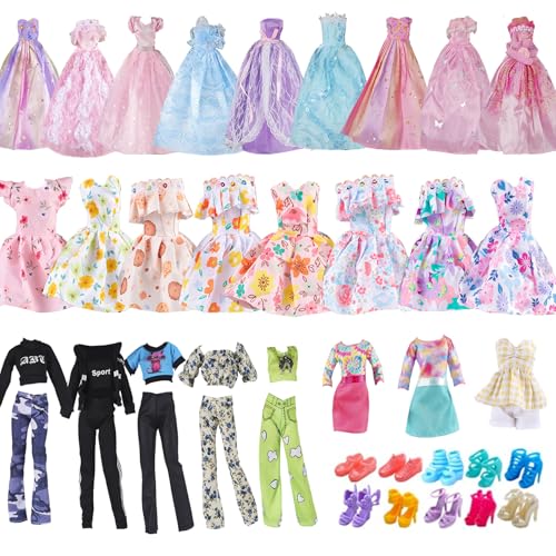 YAMASO 10 Sets Doll Clothes Fashion Wear Outfits withs 10 Pairs Shoes for 11.5-Inch Girl Doll (Random Style)