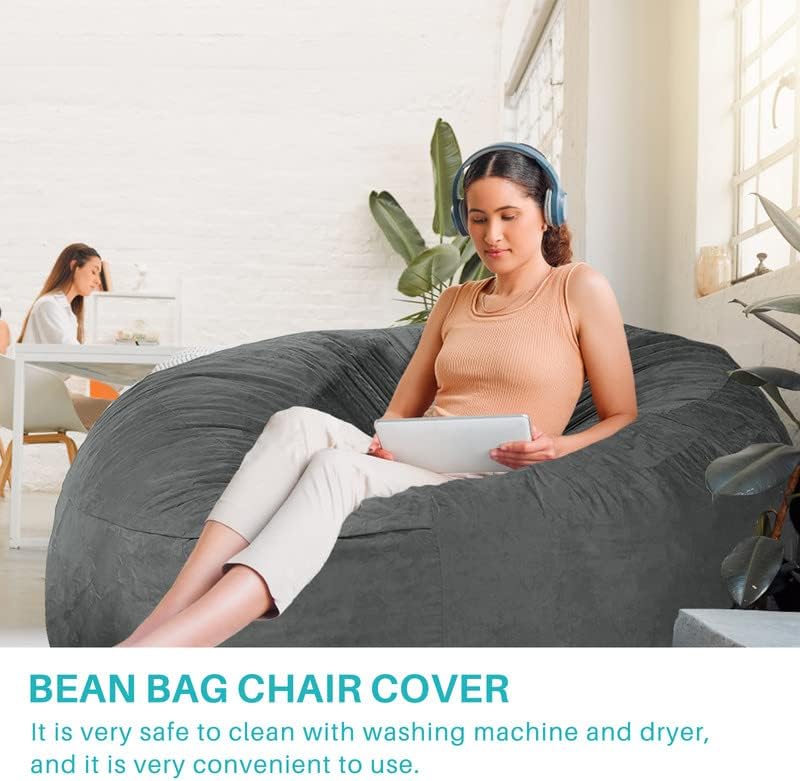 Miniatura 3 de Funda para puf de gran tamaño para adultos, muebles de sala de estar, de microfibra suave y lavable, funda para silla de puf para niños, funda para