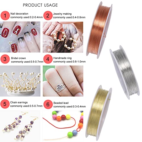 Dewlin Fili di Perline di Rame, 3 Rotoli Rotoli di...