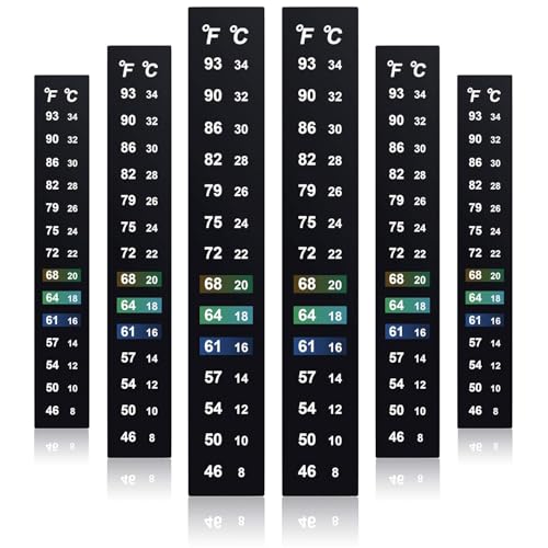 Image of Zonon 48 Pcs Stick on Thermometer Strip for Brewing Fermenting Temperature Sticker Decal Crystal Adhesive 46-93 f (8-34 c) Digital Display Sticker for Wine Beer Aquariums
