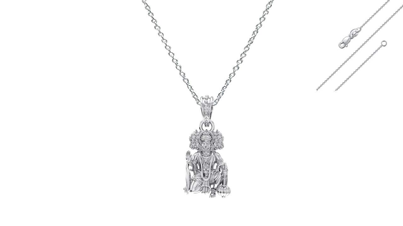 akshat sapphire Sterling Silver (92.5% purity) God Panchmukhi Hanuman Chain Pendant (Pendant with Chain- 22 inches) for Men & Women Pure Silver Lord Panchmukhi Chain Locket for Good Health-picture-24