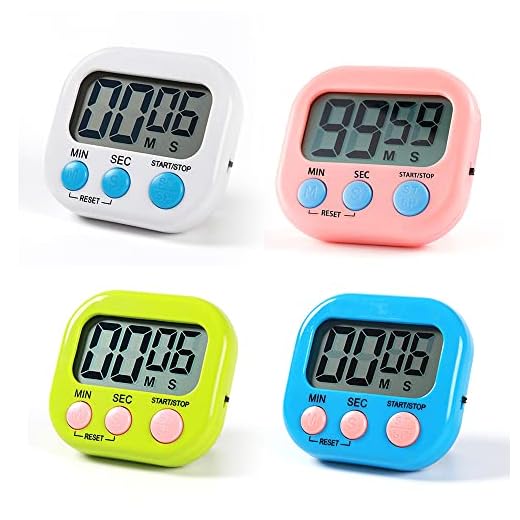 4 Piezas Temporizador de Cocina Digital con Pantalla LCD Grande, Cronometro Mesa,Reloj Temporizador Cocina Digital con Alarma Fuerte(Incluye batería)
