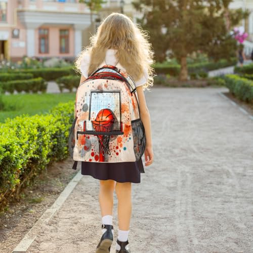 Sac à dos d'école imprimé basket avec compartiment pc large