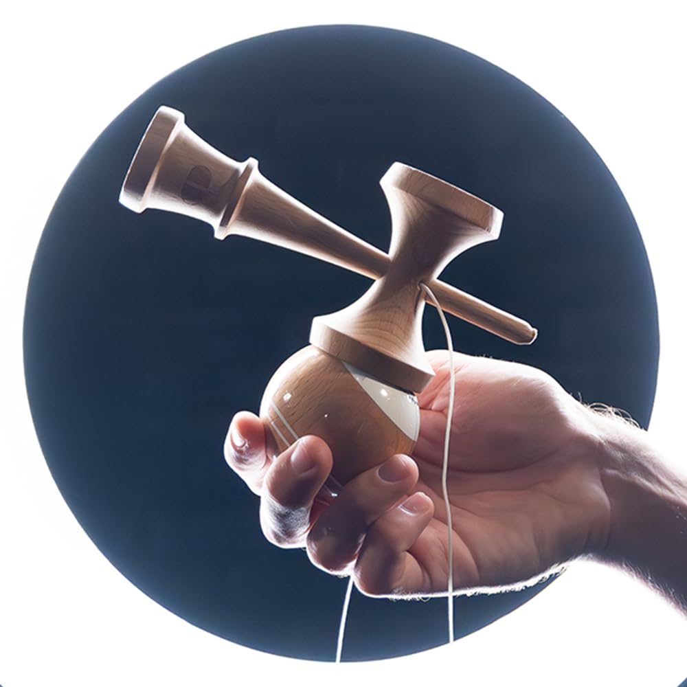 Kendama - drewno (do każdego poziomu umiejętności, łącznie z zestawem naklejek, zapasowym sznurkiem i aplikacją do nauki sztuczek)