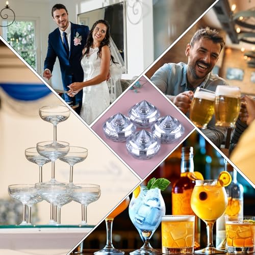CYIOU 12 Stück Leuchtende Eiswürfel Diamant Led Eiswürfel Leuchtwürfel Badewanne Led Eiswürfel für Bars Partys Hochzeiten Clubs Champagner -Turmdekorationen Partybeleuchtung