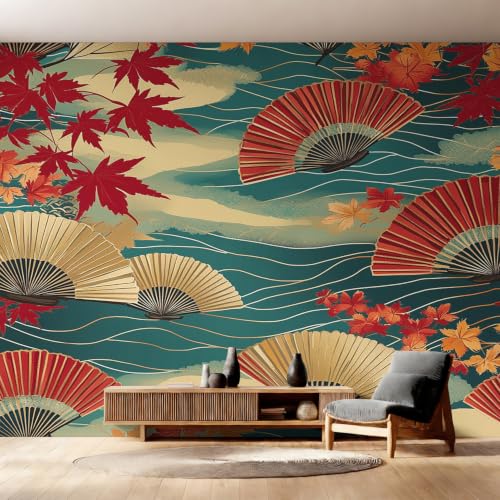 Fresque murale intissé salon au design japonais raffiné