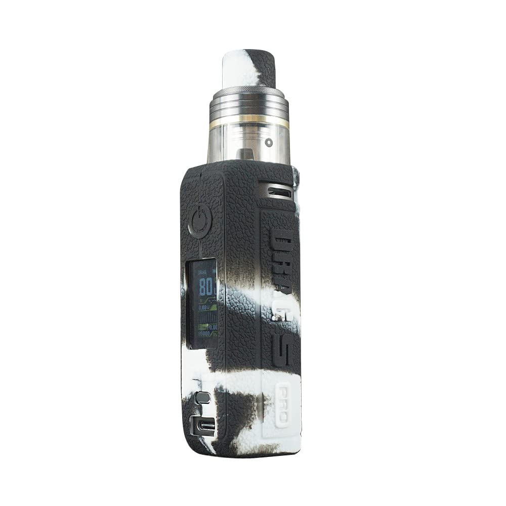 DSC-Mart Texture Cover for Voopoo Drag S Pro Case Silicone Sleeve Rubber Wrap Shield Decal Sticker (Blackwhite)