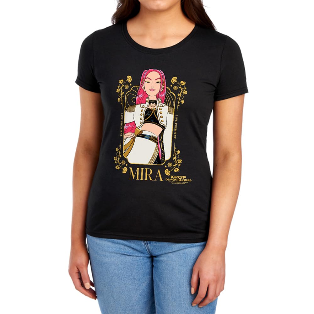 Kpop Demon Hunters Mira Golden Frame Womens T Shirt, Black, S