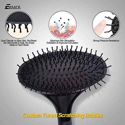 EASACE Telescopic Back Scratcher with Long Handle 21.5 Inch Adjustable Backscratchers Telescoping for Women Men Pregnant Extendable Head Body Scratcher Retractable Over-Sized Bristled Scratcher(Black)