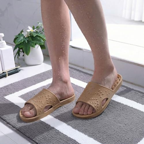 Image of shevalues Shower Shoes for Women Men with Arch Support Quick Drying Pool Slides Lightweight Beach Sandals with Drain Holes