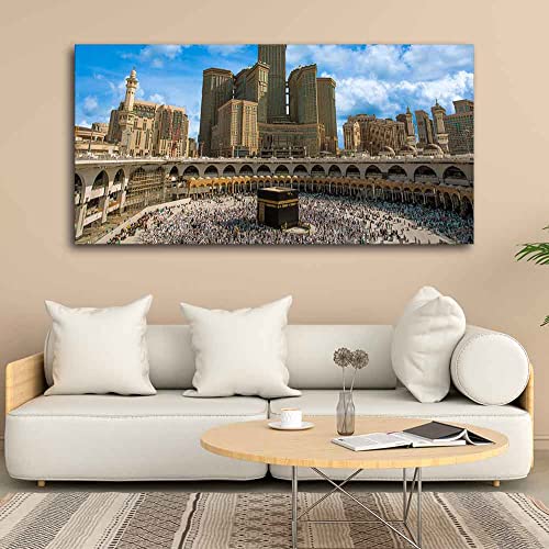 Image of VIBECRAFTS Canvas Paintings for Living Room Drawing Room Skyline Of Mecca Saudi Arabia Canvas Wall Painting Fitted With Wooden Frame For Home | Office | Living Room | Gift (PTVCH 2495)