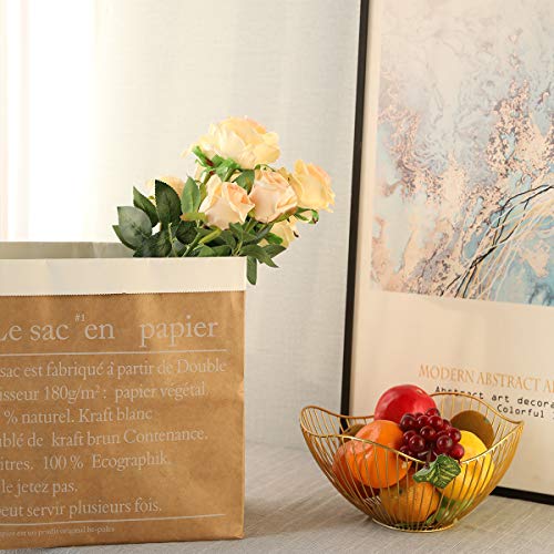 Hawesome 12Pcs Artificial Silk Flowers Realistic Roses Bouquet Long Stem For Home Wedding Decoration Party (Champagne) #TOP5