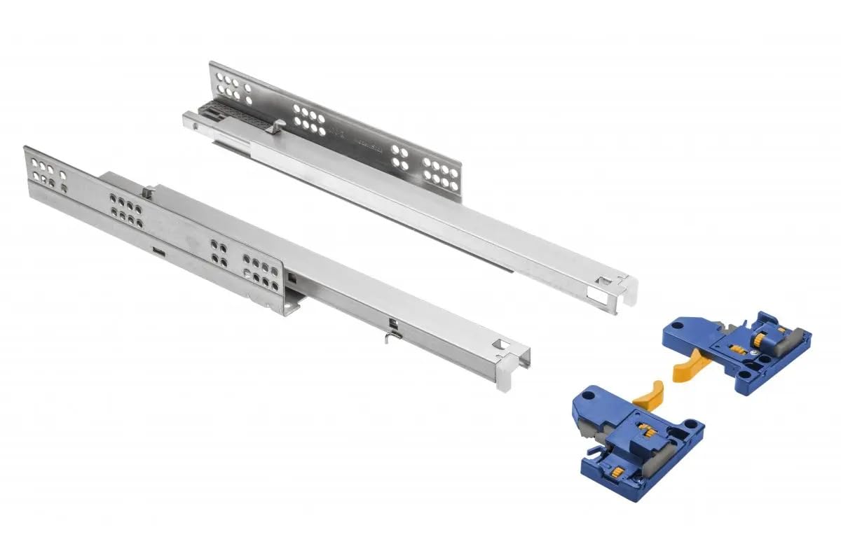 Gtv Zinc Plated Steel 3D Adjustment Soft Close Undermounting Full Extension Drawer Slides Runners (450Mm)